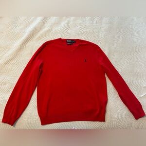 Ralph Lauren V-Neck Sweater in Vibrant Red